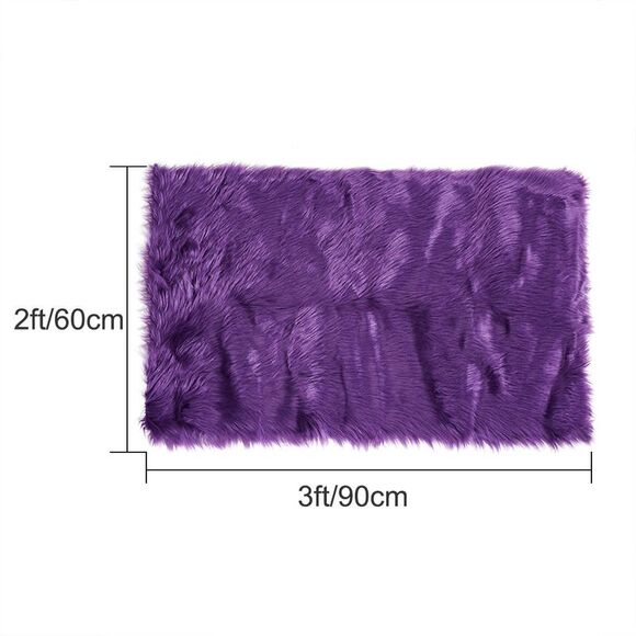Soft Faux Fur Rug Indoor Fluffy Area Rugs Rectangle Floor Mat 2 x 3ft Purple - Picture 5 of 6
